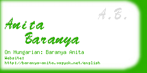 anita baranya business card